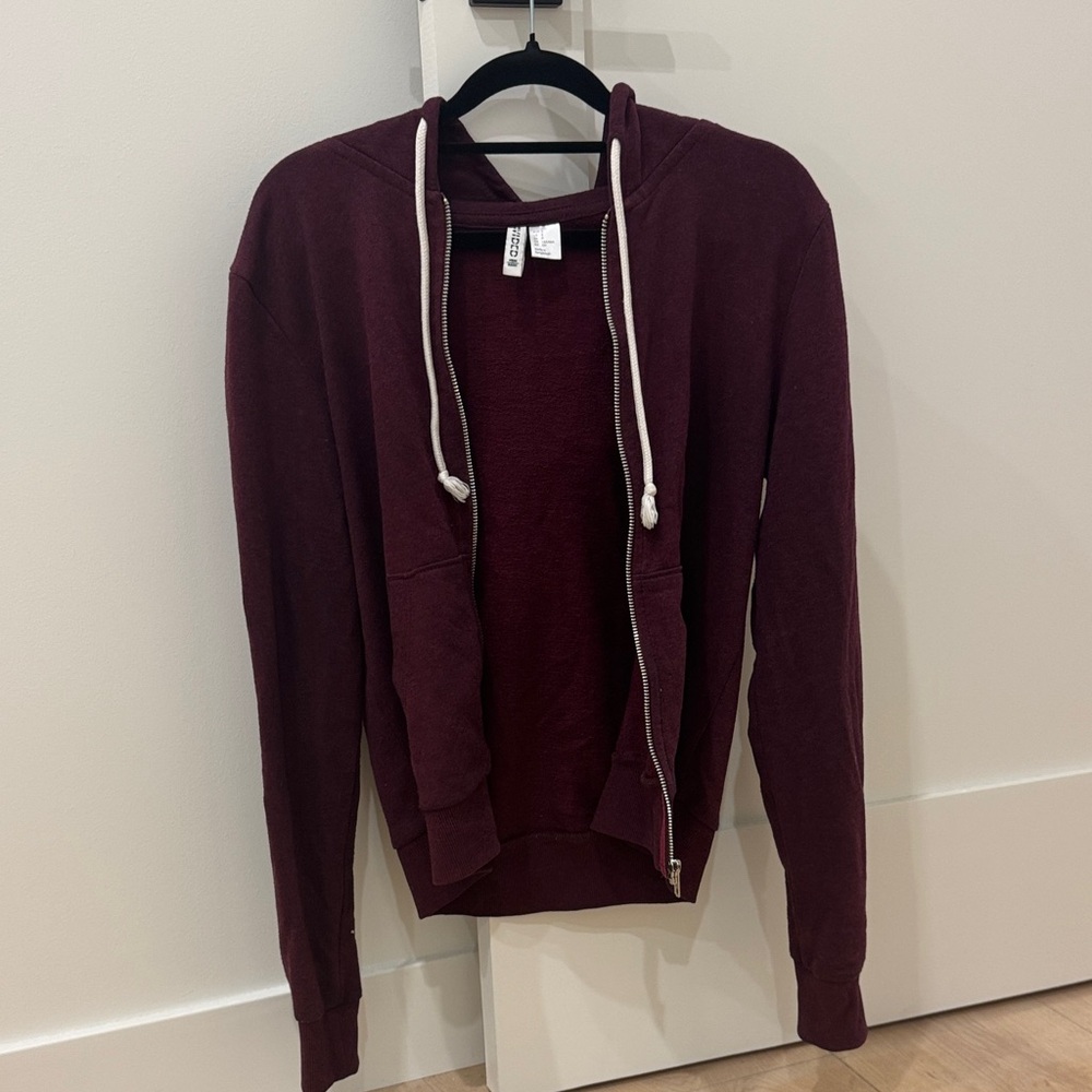 H&M Men's Burgundy Zip-Up Sweater